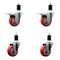 Service Caster 3.5'' Red Poly Swivel 1-1/2'' Expanding Stem Caster Set 2 Total Lock Brakes, 4PK SCC-EXTTL20S3514-PPUB-RED-2-S-2-112 - alternate 1